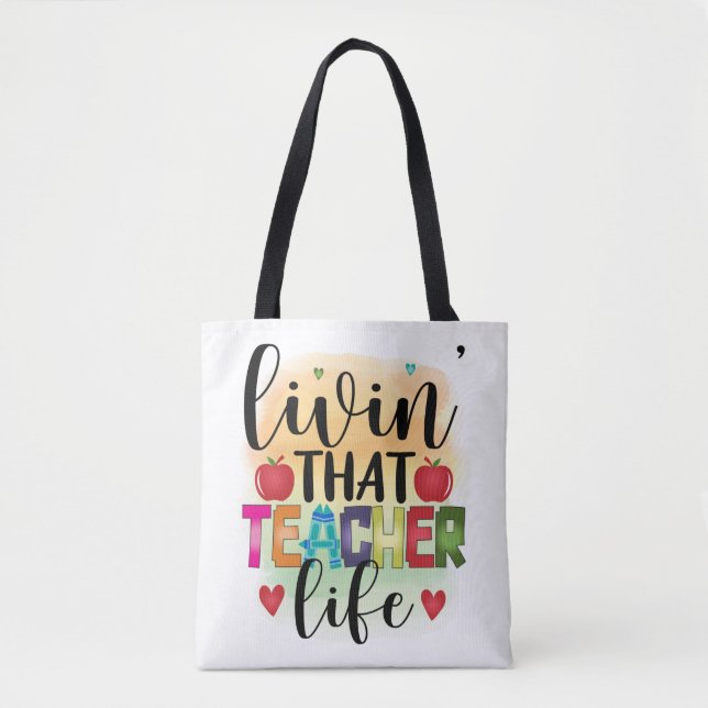 Tote Bag Vivre Cette Vie D'Enseignant - Cadeau Pour Enseign (Devant)