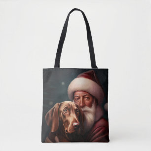 Tote Bag Vizsla avec le Père Noël Noël Festif