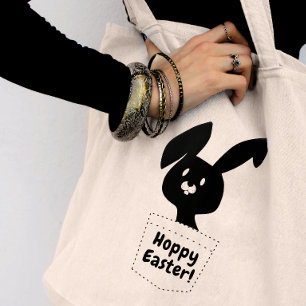 Tote Bag Vœu de Pâques joyeux avec lapin noir joueur