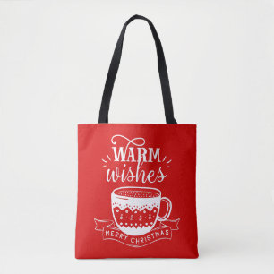 Tote Bag Vœux chaleureux Tasse de café chaude cacao rouge b