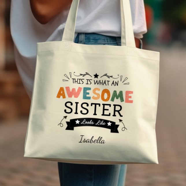 Tote Bag Voici à quoi ressemble une soeur géniale (Créateur téléchargé)