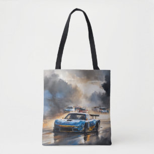 Tote Bag Voiture Blue Race avec le Soleil Rising