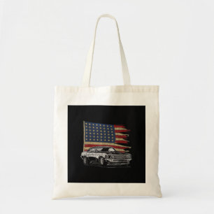 Tote Bag Voiture de sport américaine à muscles Drapeau de v