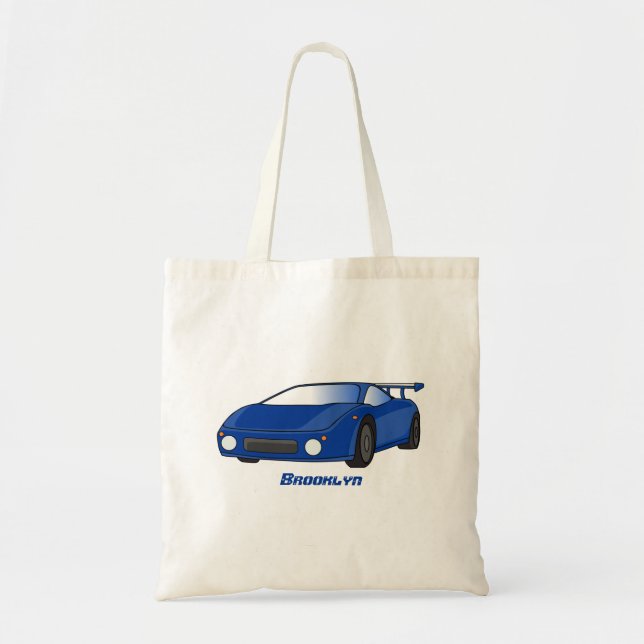 Tote Bag Voiture de sport bleue avec illustration airfos (Devant)
