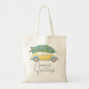 Tote Bag Voiture et arbre Joyeuses Fêtes