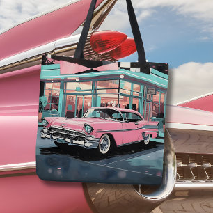 Tote Bag Voiture rose rétro des années 50 Diner de milieu d