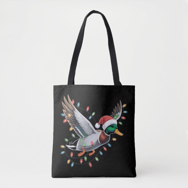 Tote Bag Vol Père Noël Canard Noël Lumières Chasse (Devant)