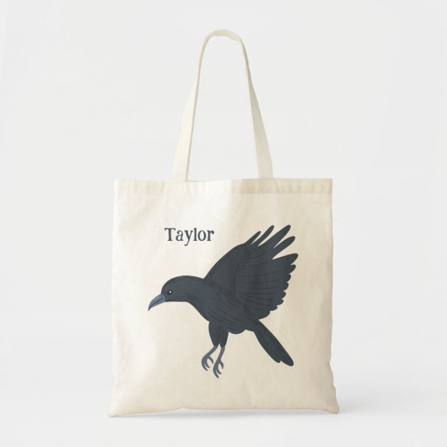 Tote Bag Voler Black Crow Bird Personnalisé (Devant)