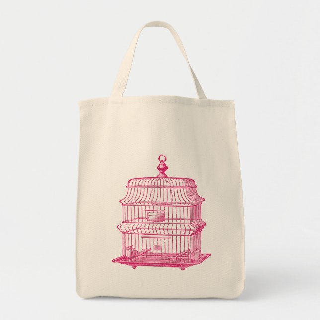 Tote Bag volière rose fourre-tout (Devant)