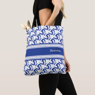 Tote Bag Volley-ball bleu foncé et blanc   Personnaliser