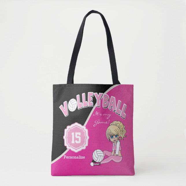 Tote Bag Volley-ball rose Diva Girl (Devant)