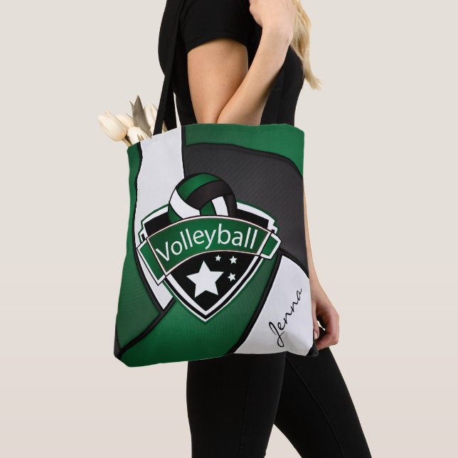 Tote Bag Volley-ball sport | Texte do-it-yourself - Vert fo (De près)