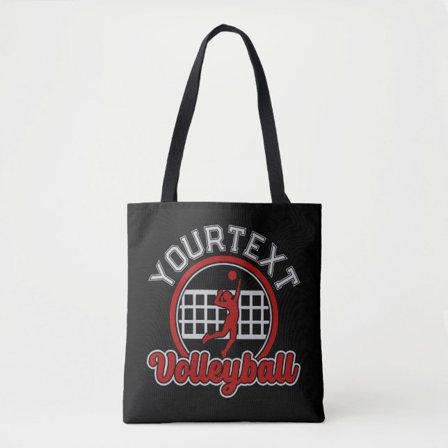 Tote Bag Volleyball AJOUTER LE NOM Spike Ball Attaque Équip (Devant)
