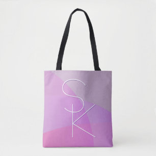 Tote Bag Vos initiales de chevauchement   Géométrique rose 
