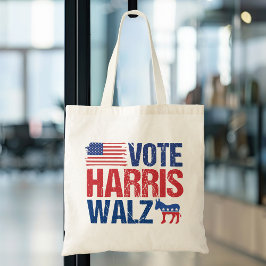 Tote Bag Vote Harris Walz Democrat Donkey American Flag