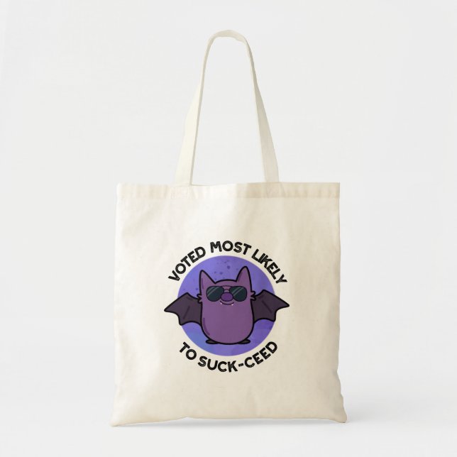 Tote Bag Voté Le Plus Probable À Chuck-Cie Funny Bat Pun (Devant)