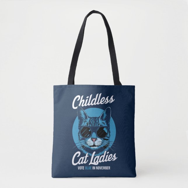 Tote Bag Votez Démocrates Bleus sans enfants, Chat Dames 20 (Devant)
