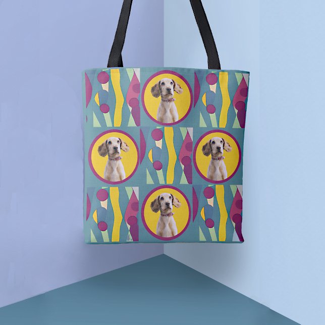 Tote Bag Votre chien sur un Motif Abstrait moderne (Créateur téléchargé)
