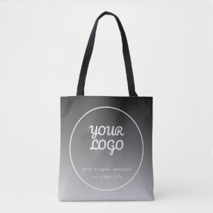 Tote Bag Votre logo et votre texte Gradient gris foncé