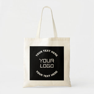 Tote Bag Votre logo ou image et texte modifiable Noir & B