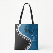 Votre nom / Couleur Bleu Arbre Clé Piano Keys Musi