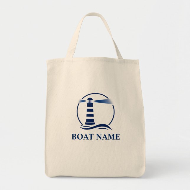 Tote Bag Votre nom de bateau Lighthouse Éco-Friendly Épicer (Devant)