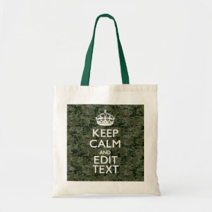 Tote Bag Votre texte Camouflage numérique Bois Conserver le