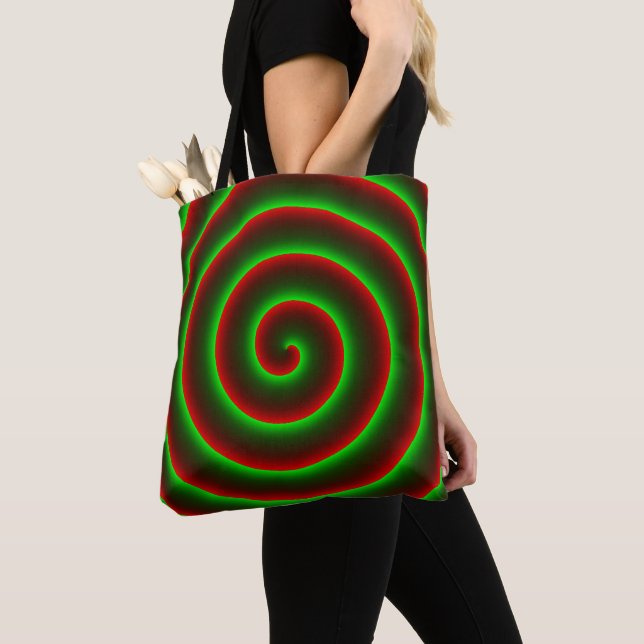 Tote Bag Voulez-vous changer le rouge ? Spirale verte flash (De près)