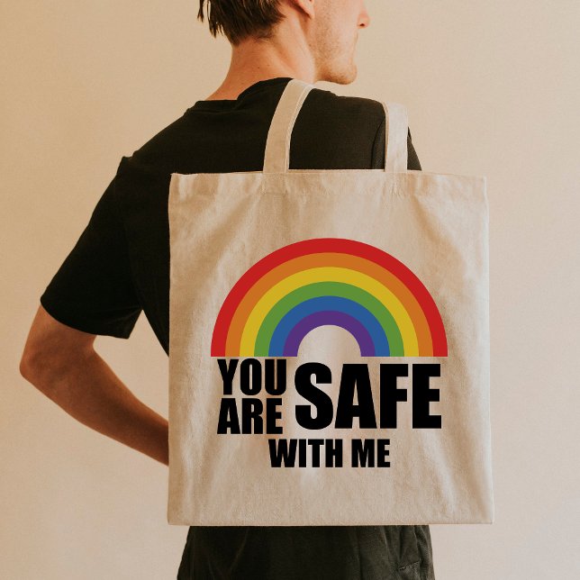 Tote Bag Vous Êtes En Sécurité Avec Moi LGBTQ Rainbow Pride (Créateur téléchargé)