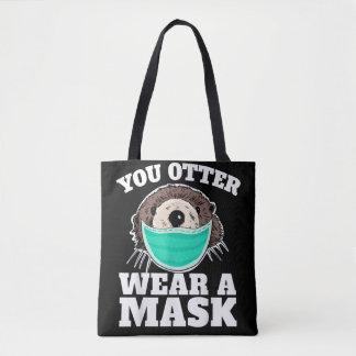 Tote Bag Vous Otter Porter Masque drôle Otter Distances soc
