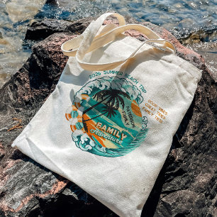 Tote Bag Voyage à la plage rétro en famille réunion personn