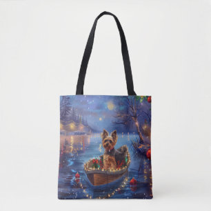 Tote Bag Voyage de fête de Noël du Biewer Terrier