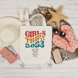 Tote Bag Voyage de fille 2023 Couleurs et texte personnalis