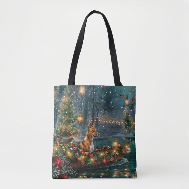 Tote Bag Voyage de Noël de Basenji (Devant)