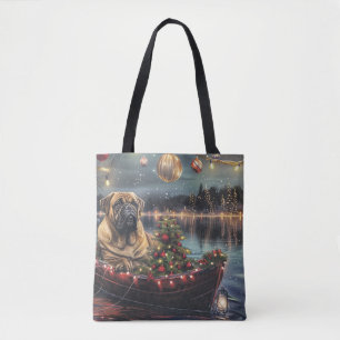 Tote Bag Voyage de Noël festif de Bullmastiff
