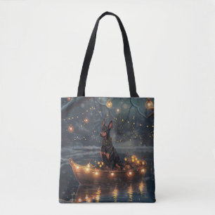 Tote Bag Voyage de Noël festif du Doberman