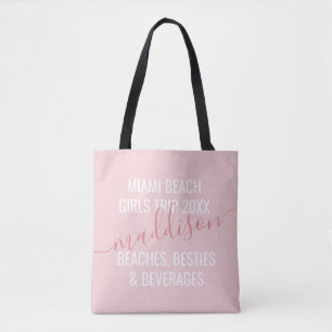 Tote Bag Voyage de plage pour filles personnalisées Rose p