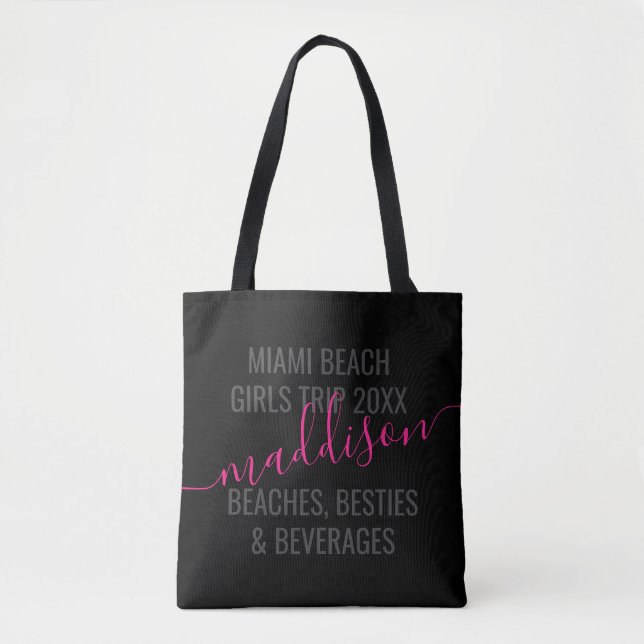 Tote Bag Voyage de plage pour filles personnalisées sur mes (Devant)