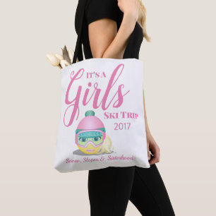 Tote Bag Voyage Emoji de ski de ski de filles personnalisé