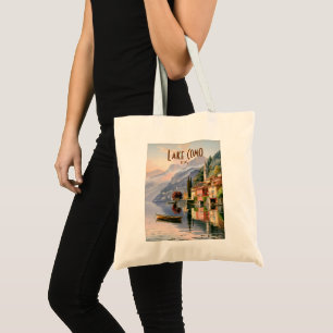 Tote Bag Voyage sur mesure au lac de Côme Italie aquarelle
