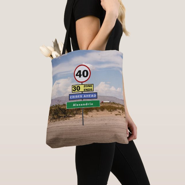Tote Bag Voyage sur route 40e anniversaire Signes amusants  (De près)