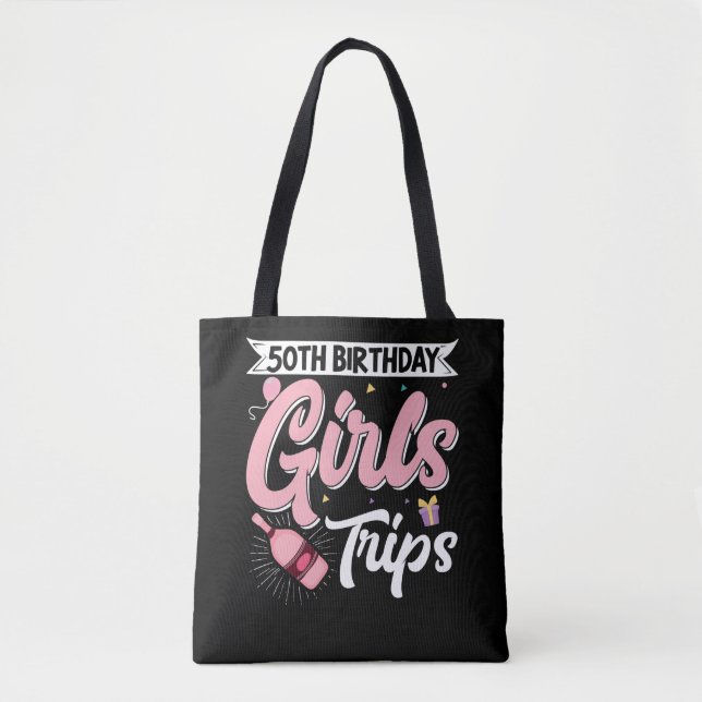Tote Bag Voyageur Vacances En Vol 50E Filles Anniversaire V (Devant)