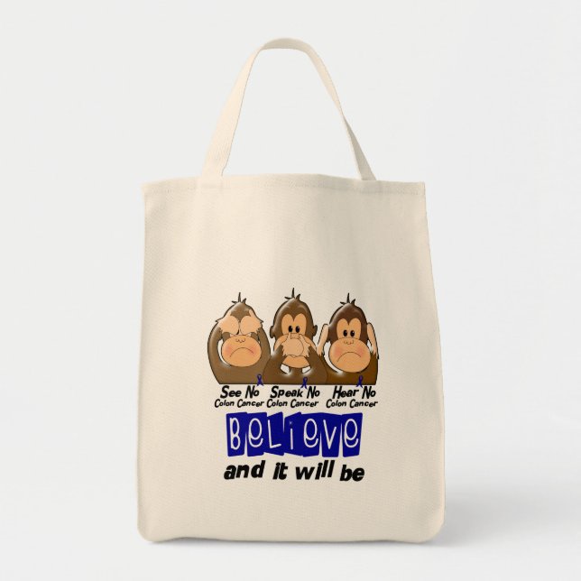Tote Bag Voyez que parler n'entendez aucun cancer du colon (Devant)