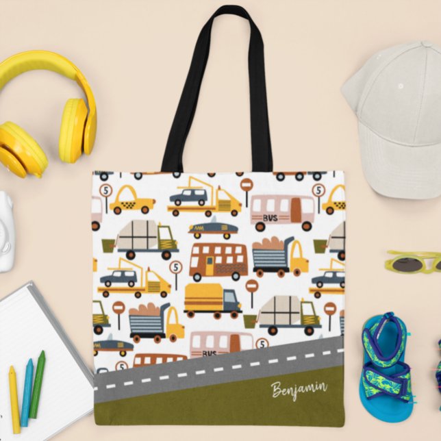 Tote Bag Vroom ! Vroom ! Voiture et transport Motif Garçon (Créateur téléchargé)