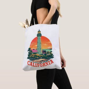 Tote Bag Vue coucher de soleil du phare de Californie
