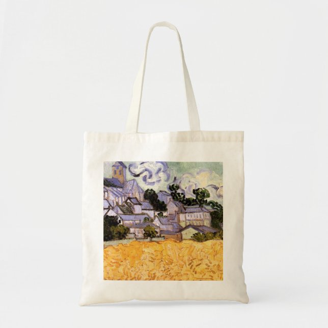 Tote Bag Vue d'Auvers avec l'église par Vincent van Gogh (Devant)