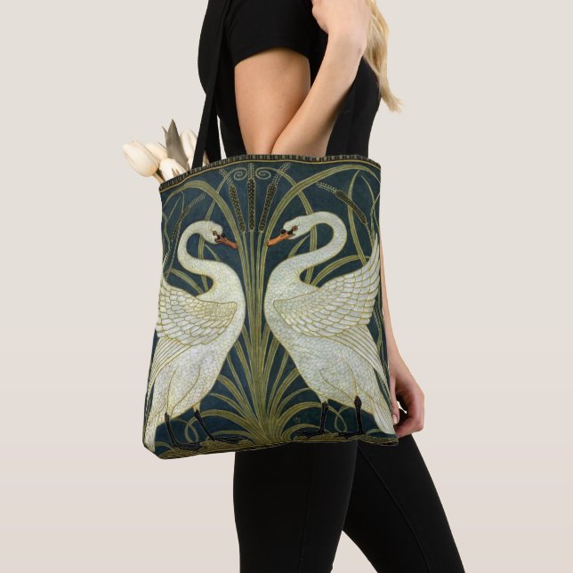 Tote Bag Walter Crane Swan & Rush and Iris Victorian  (De près)