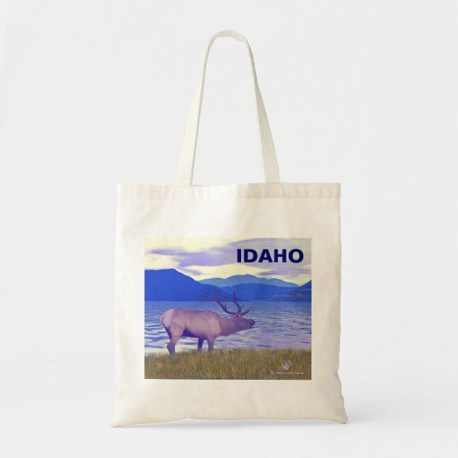 Tote Bag Wapiti (Elk) Sur Le Lac (Devant)