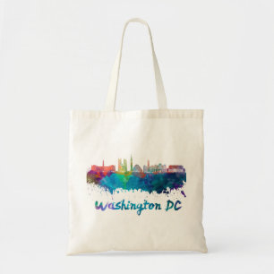 Tote Bag Washington DC V2 skyline in watercolor