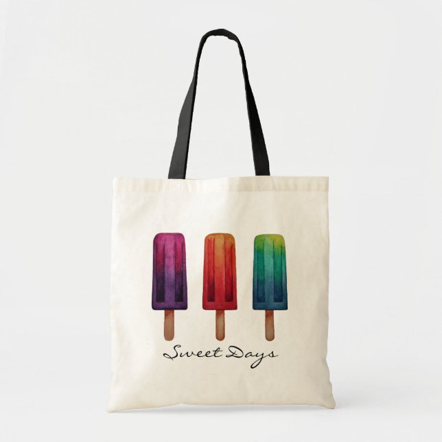 Tote Bag Watercolor Cute Popsicle Glaces Creams (Devant)